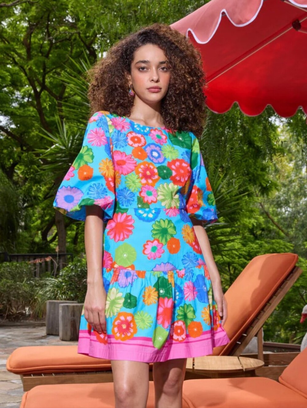 Gorman Colorful Blue Floral Tiered Dress